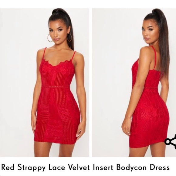 PrettyLittleThing Dresses Nwt Prettylittlething Red Velvet And - Main Image
